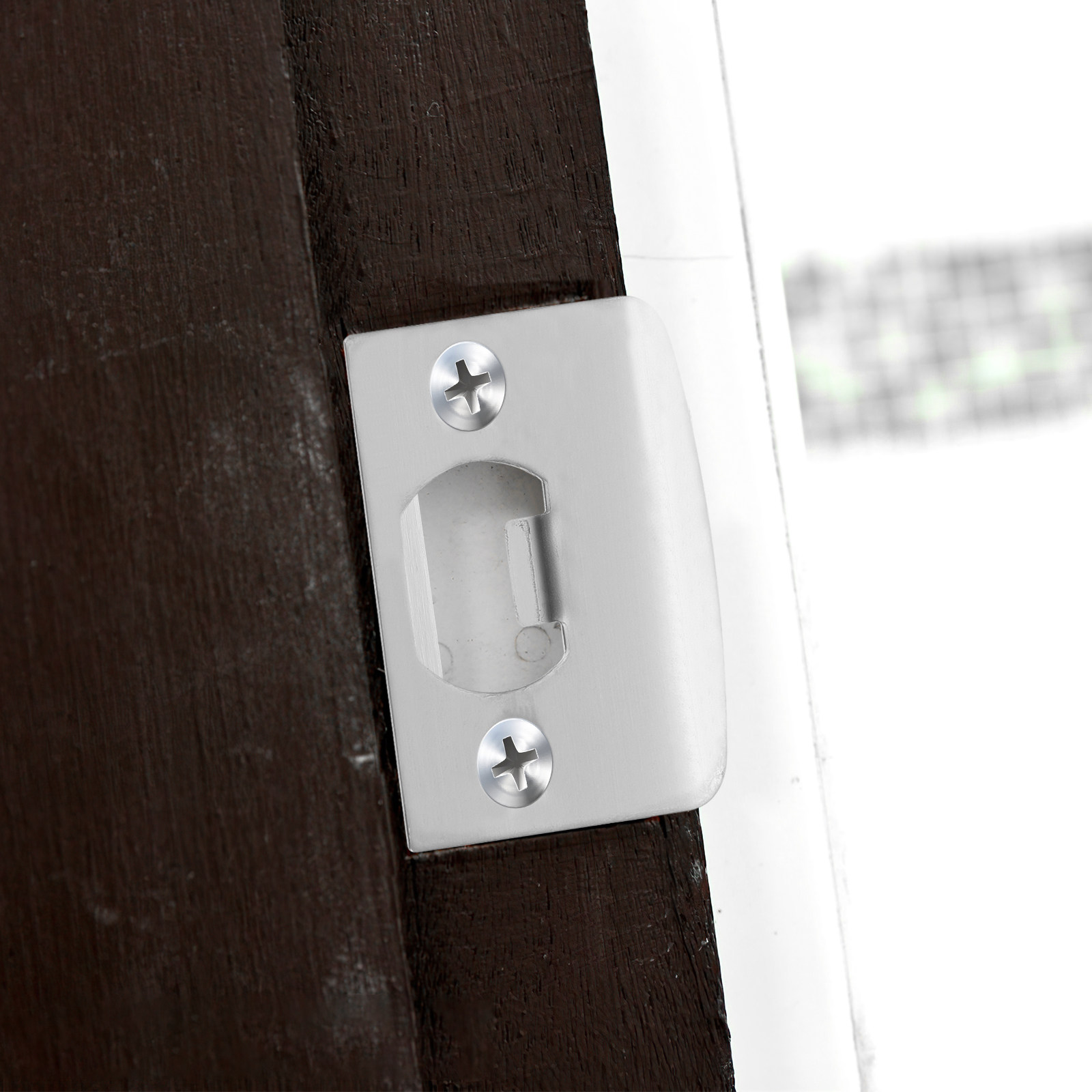 Door Reinforcer Kit - 4Pcs Lock Tongue Strike Plates Stainless