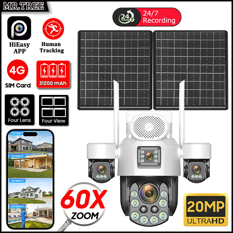 Home Security Diy - AOV Four Lens Outdoor Surveillance Solar
