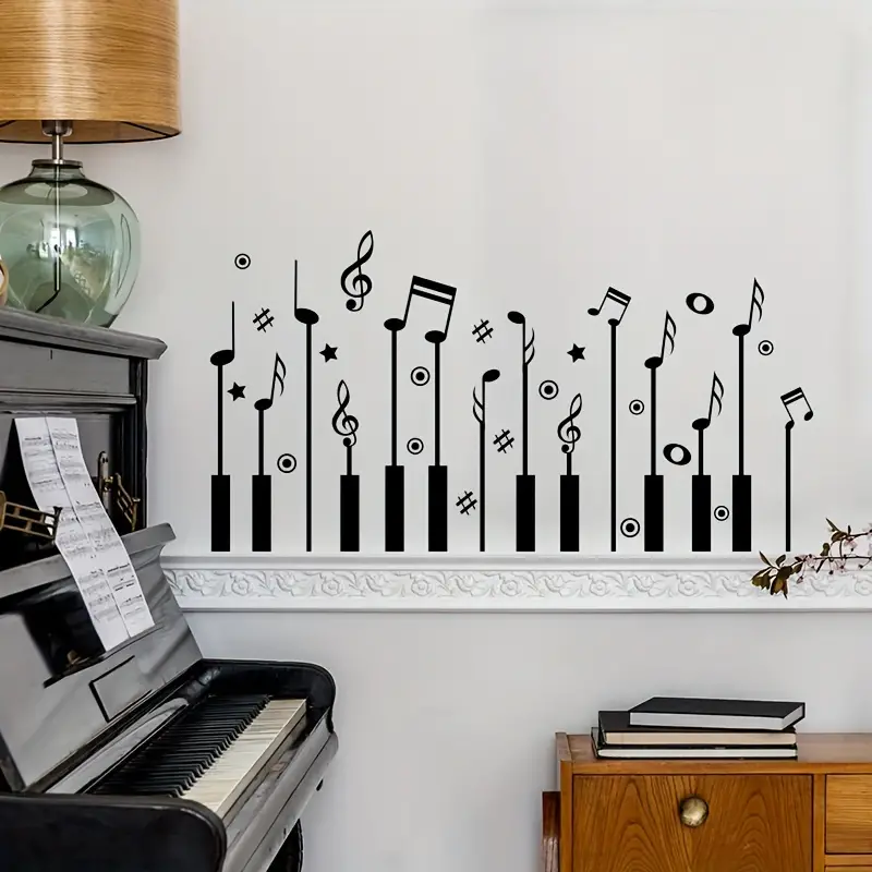 Home Security Yard Sign - 1pc Creative Wall Sticker, Music Note