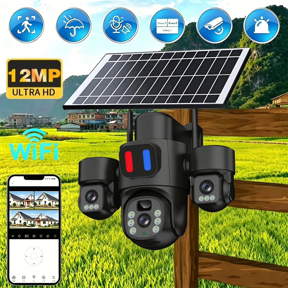 Home Security No Wifi Needed - Solar WiFi PTZ Camera Outdoor Triple