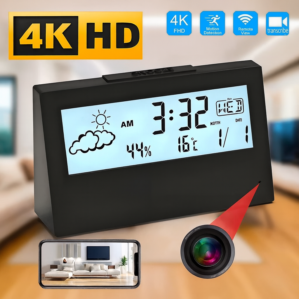 Home Security No Wifi Needed - 4K WiFi Clock Camera with Motion