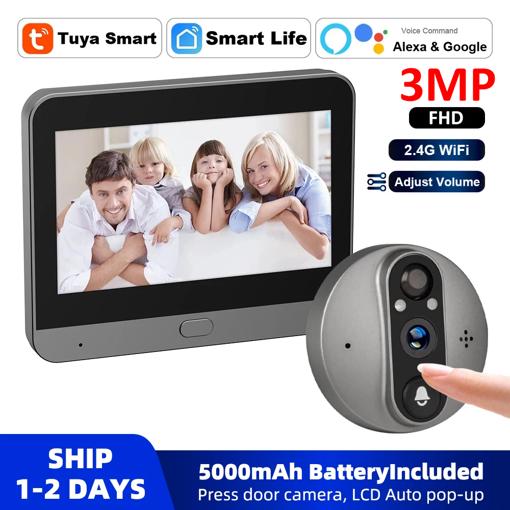 3MP WiFi Smart Tuya Peephole 5 - Home Security No Wifi Needed review and price