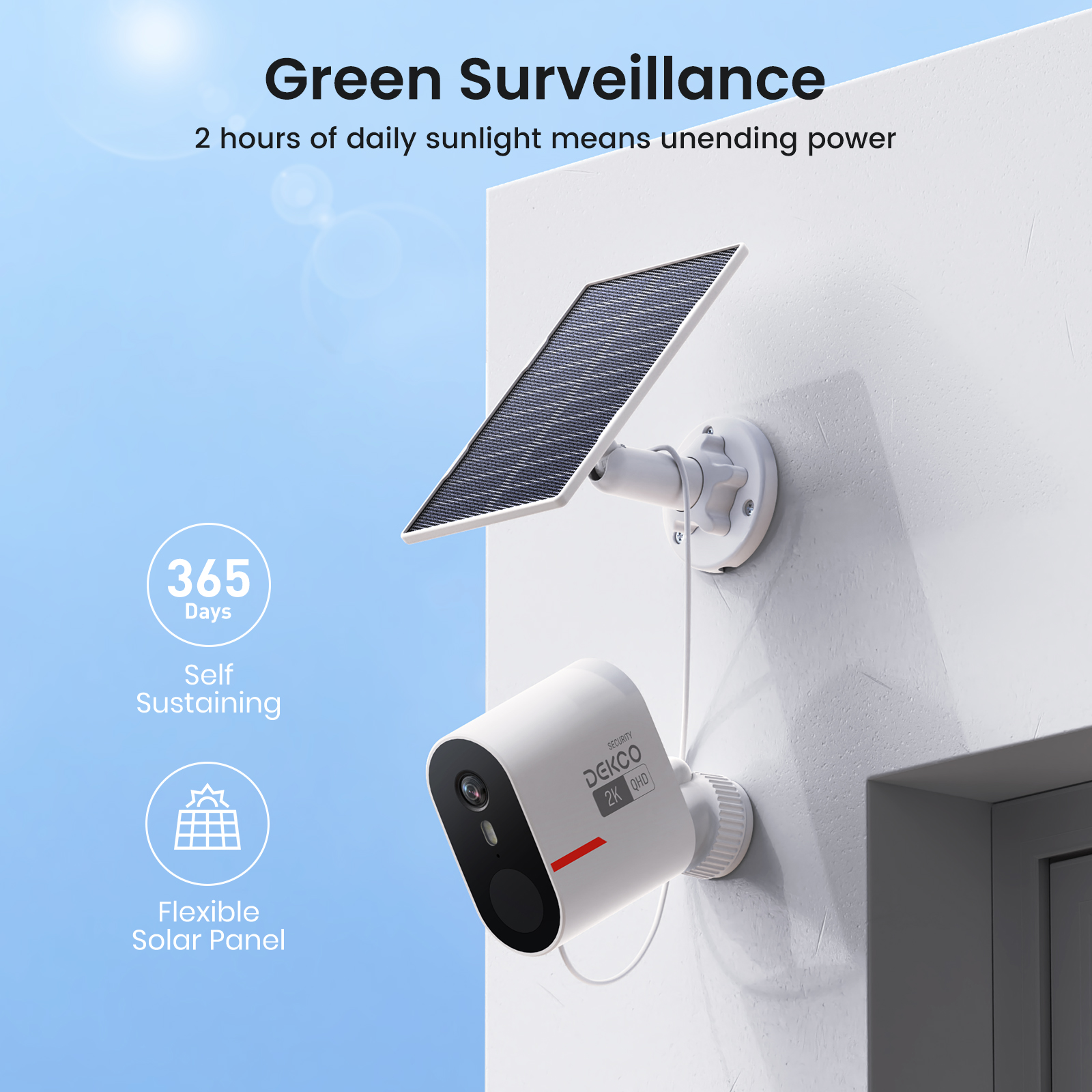 Dekco 3MP WiFi Solar Camera Sy - Home Security No Wifi Needed review and price