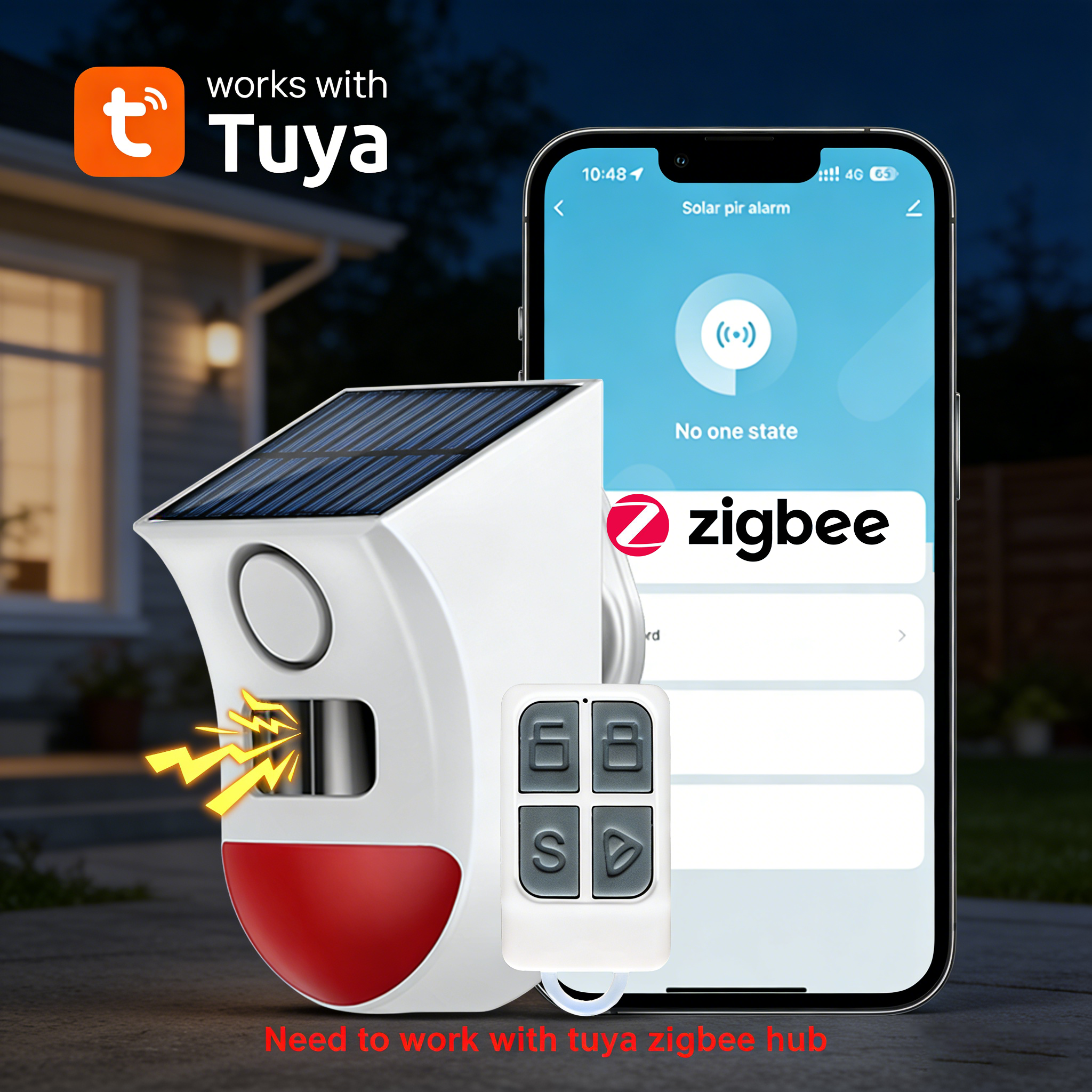 Tuya Zigbee Solar Siren Alarm  - Home Security Siren review and price