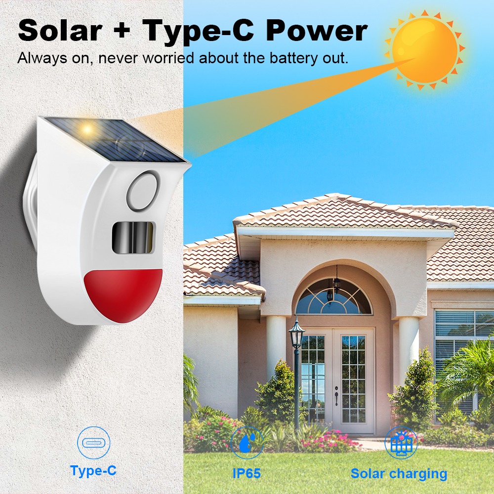 Tuya Zigbee Solar Siren Alarm  - Home Security Siren review and price