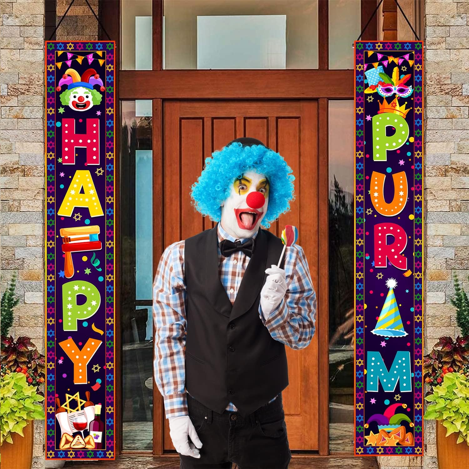 Happy Purim Decorations Porch  - Home Security Yard Sign review and price