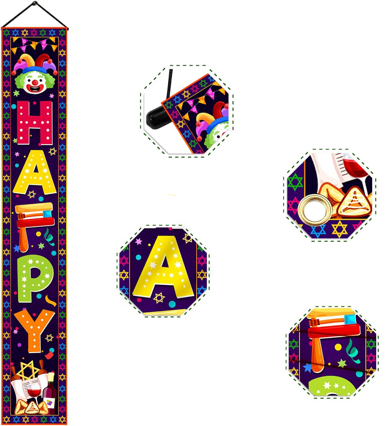 Happy Purim Decorations Porch  - Home Security Yard Sign review and price